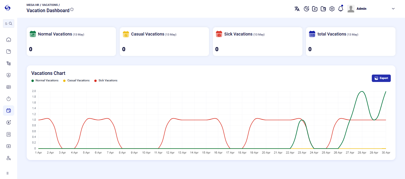 Vacation Dashboard — MegaHR NEXT